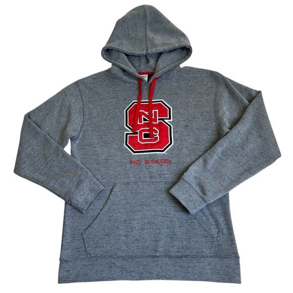 Champion Mens Sz M NC State Wolfpack Sweatshirt Hoodie Heathered Grey Red Logo - Picture 3 of 16